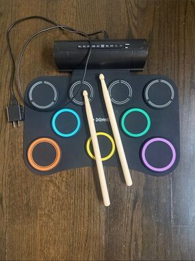 Donner Portable Electronic Drum Kit - Black with Colored Pads